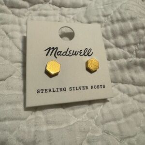 Madewell Gold Hexagon Stud Earrings